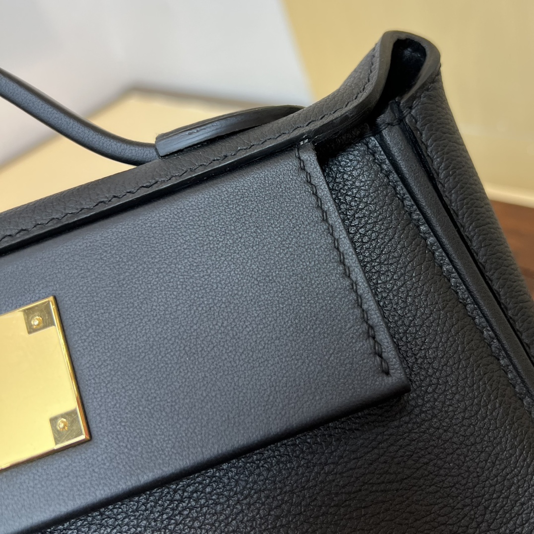 Hermès new Kelly2424mini handmade glacier white evercolor Swift leather size: 21cm